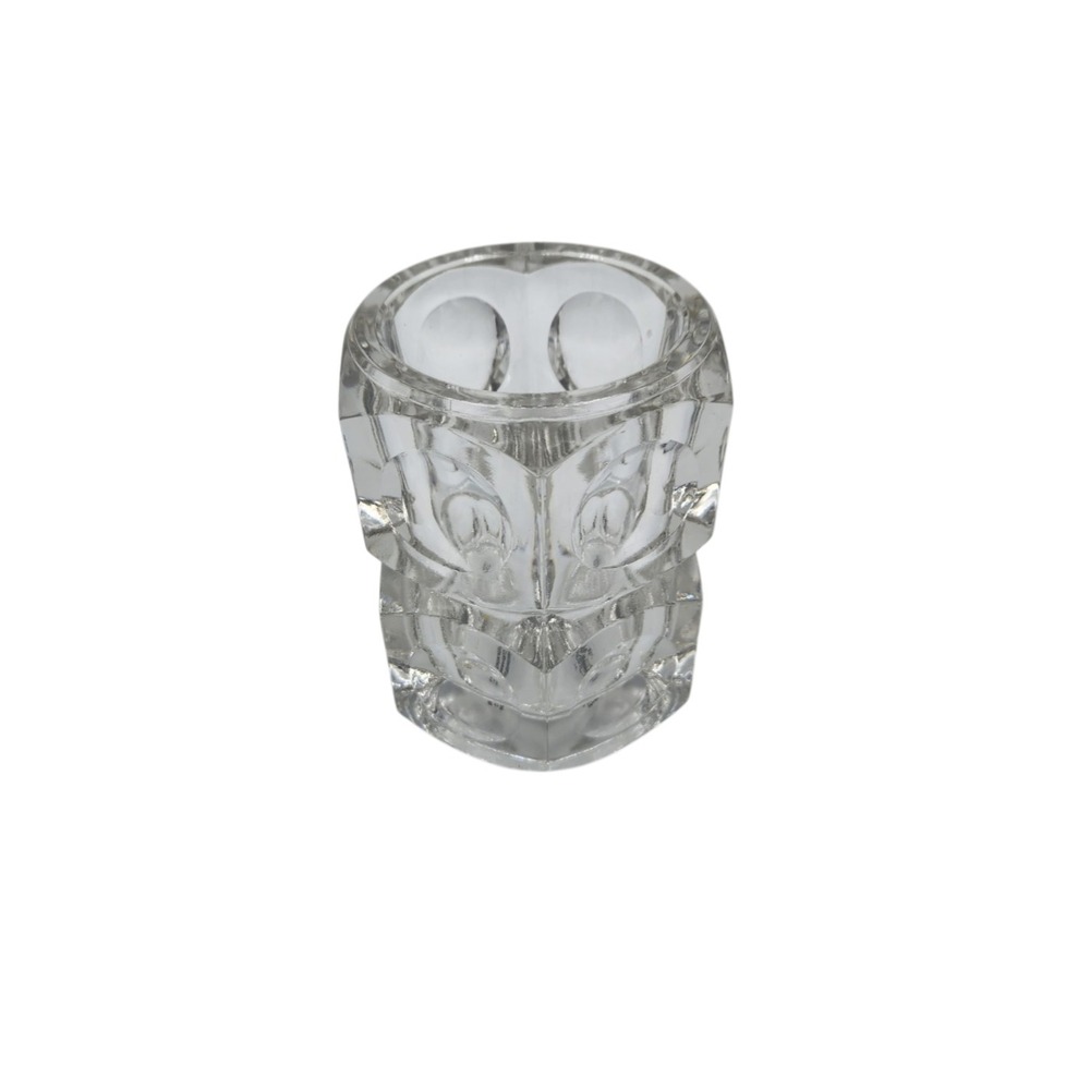 Vintage Elements Clear Heavy Glass Pillar Candle Holder‎ Czech Republic